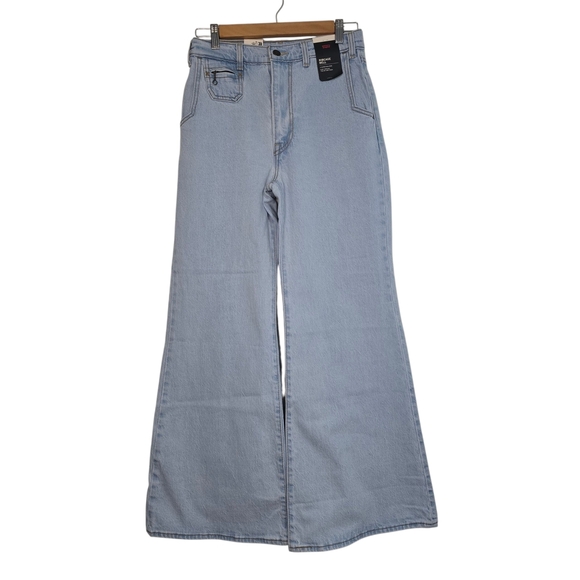 Levis Premium Ribcage Bell Jeans Blue super high rise Wide Leg Flare New - Picture 5 of 16